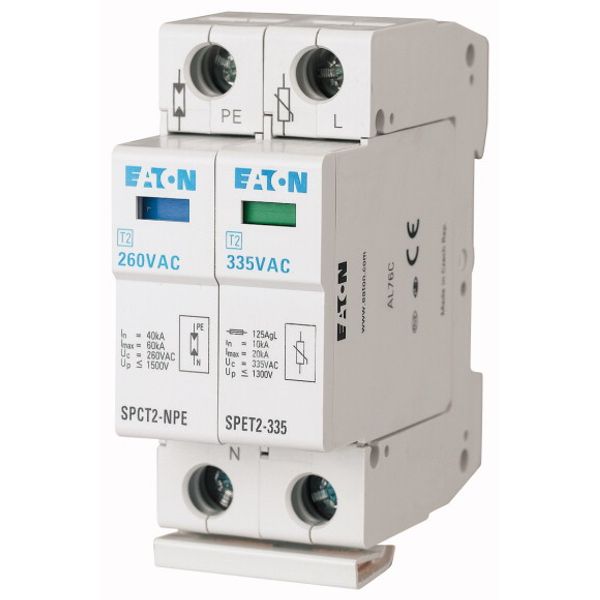 Surge arrester complete, 1-pole+N, 335VAC, 2x10kA image 1