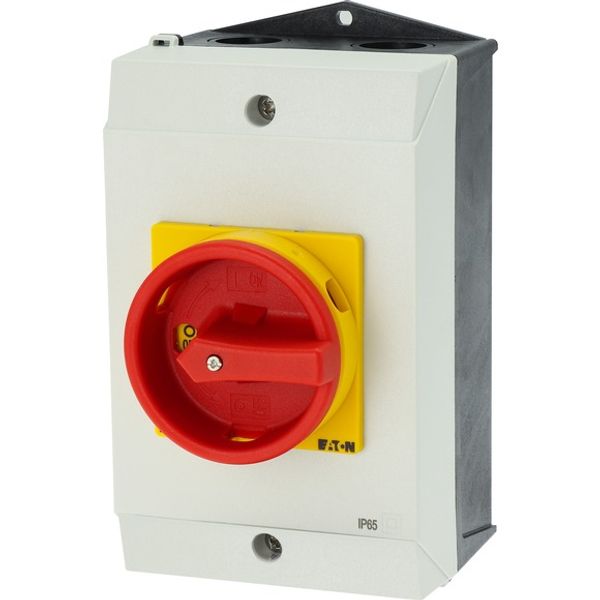 Main switch, T0, 20 A, surface mounting, 2 contact unit(s), 3 pole, 1 N/O, Emergency switching off function, Lockable in the 0 (Off) position, hard kn image 8