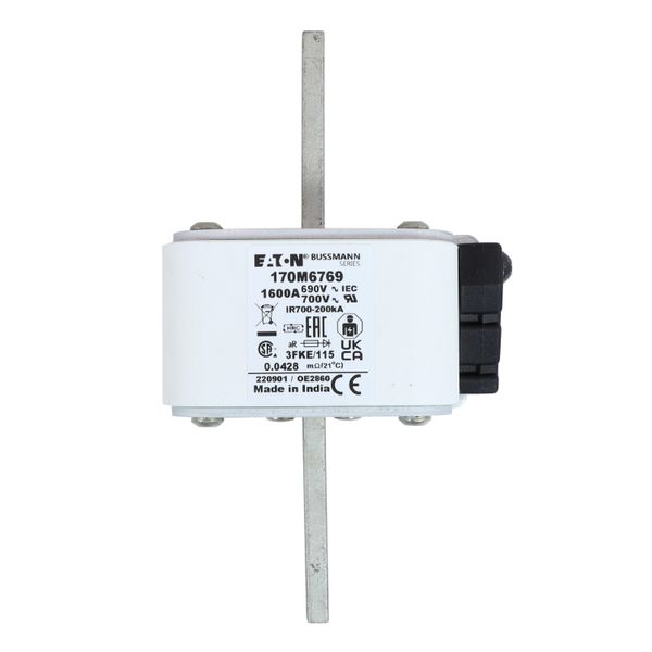 Fuse-link, high speed, 1600 A, AC 690 V, size 3, 76 x 92 x 139 mm, aR, IEC, UL, single indicator image 18