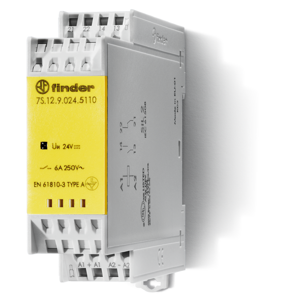 Mod.relay forcibly guided contacts 22,5mm/6A 24VDC 1NO+1NC/AgNi+Au (7S.12.9.024.5110) image 1