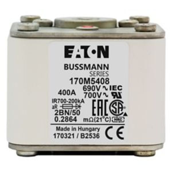 Fuse-link, high speed, 1100 A, AC 600 V, size 2, 61 x 77 x 65 mm, aR, IEC, UL, single indicator image 1