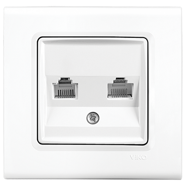 Linnera-Rollina Two Gang Data Socket (2xCAT5) White image 1