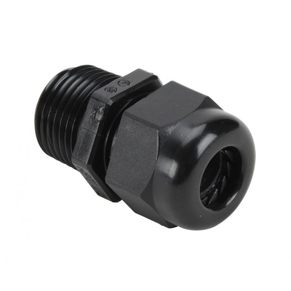 Cable gland, long thread, PG11, 5-10mm, PA6, black RAL9005, IP68, short image 1