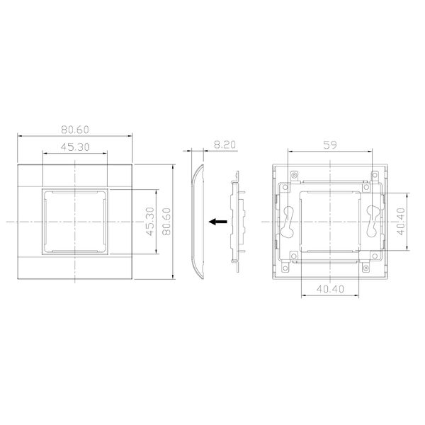 Frame Single 80x80mm for centralplatte 45x45mm, RAL9010 image 3