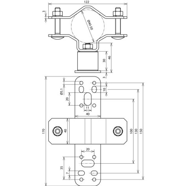 Wall mounting bracket StSt with cleat for pipes D 40-50mm for DEHNiso- image 2