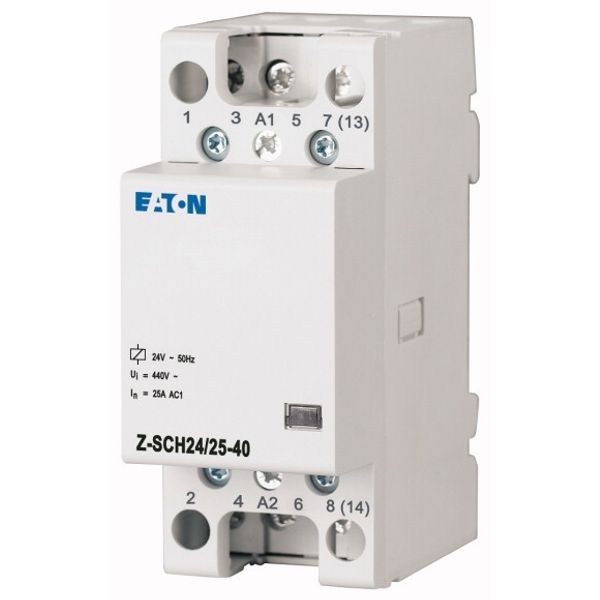 Installation contactor, 24VAC/50Hz, 4N/O, 25A, 2HP image 1