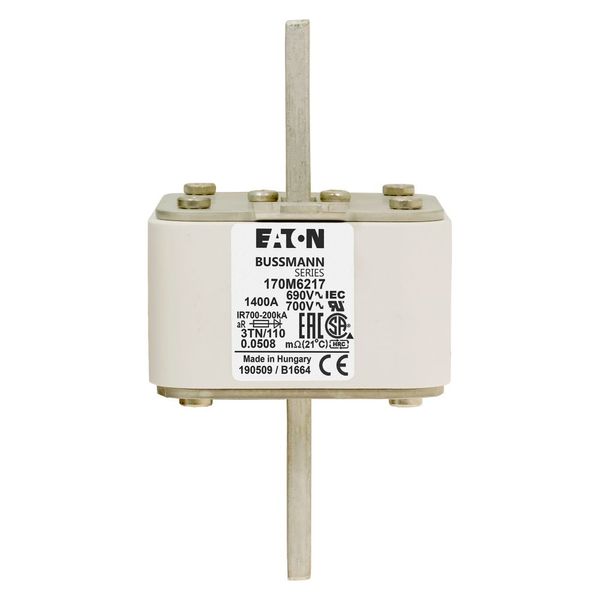 Fuse-link, high speed, 1400 A, AC 690 V, DIN 3, 76 x 90 x 139 mm, aR, DIN, IEC, type T indicator image 9