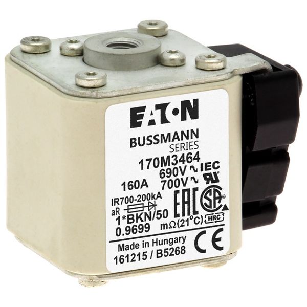 Fuse-link, high speed, 160 A, AC 690 V, compact size 1, aR, IEC, UL, single indicator image 5