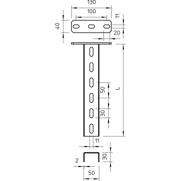 US 3 K 100 A2 Support with welded head plate 50x30x1000 image 2