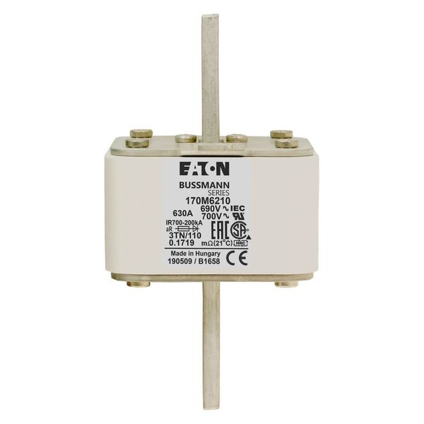 Fuse-link, high speed, 630 A, AC 690 V, DIN 3, 76 x 90 x 139 mm, aR, DIN, IEC, type T indicator image 17