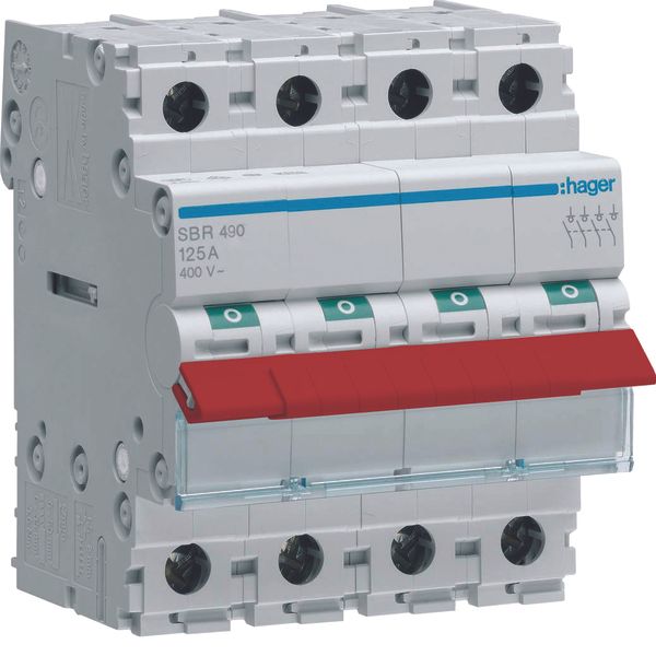 4-pole, 100A Modular Switch with Red Toggle image 1