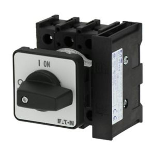 On-Off switch, P1, 40 A, flush mounting, 3 pole, 1 N/O, 1 N/C, with black thumb grip and front plate image 4