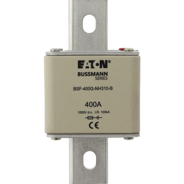 Fuse-link, high speed, 400 A, DC 1000 V, NH3, 71 x 76 x 150 mm, gBat, IEC, bolted connection image 1