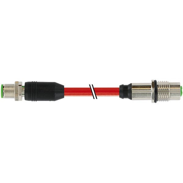 M12 male 0°/M12 fem. recept. D  PUR 1x4xAWG22 shielded rd+dragch 6m image 1