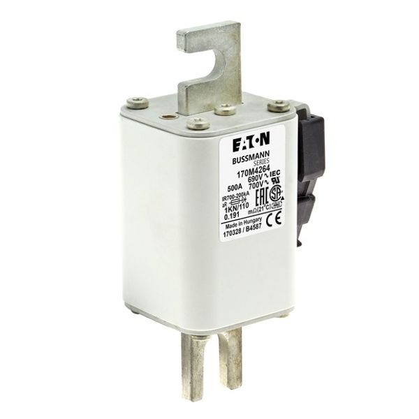 Fuse-link, high speed, 500 A, AC 690 V, DIN 1, 53 x 69 x 138 mm, aR, DIN, IEC, single indicator image 5