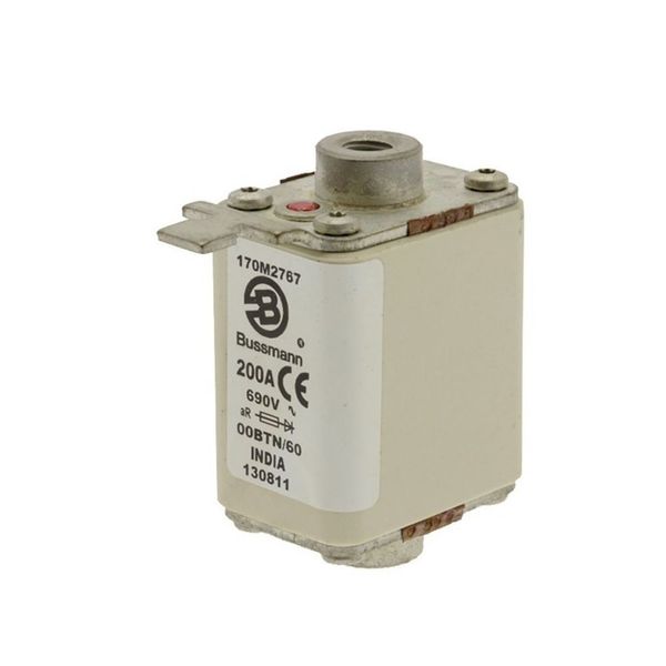 Fuse-link, high speed, 200 A, AC 690 V, size 00, 30 x 62 x 64 mm, aR, IEC, single indicator image 16