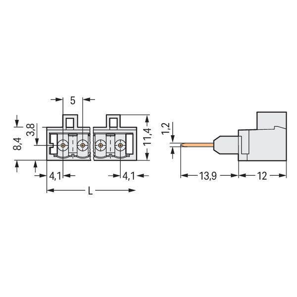 Male connector for rail-mount terminal blocks 1.2 x 1.2 mm pins straig image 4