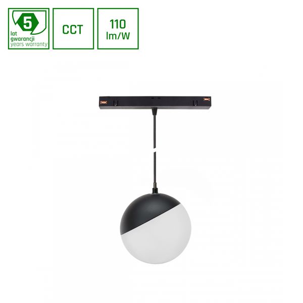 SYSTEM SHIFT CCT- GLOBE P SUSPENDED SPHERE TRACK LIGHT  FI100 (815MM KABEL) 5W 165DEG BLACK CCT SWITCH 5Y WARRANTY image 1