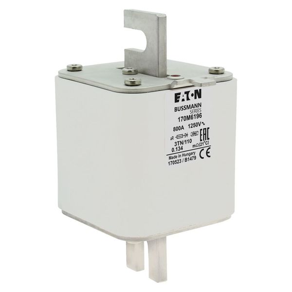 Fuse-link, high speed, 800 A, AC 1250 V, size 3, 76 x 90 x 139 mm, aR, DIN, IEC, type T indicator image 11