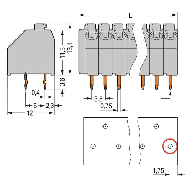 PCB terminal block push-button 1.5 mm² brown image 1