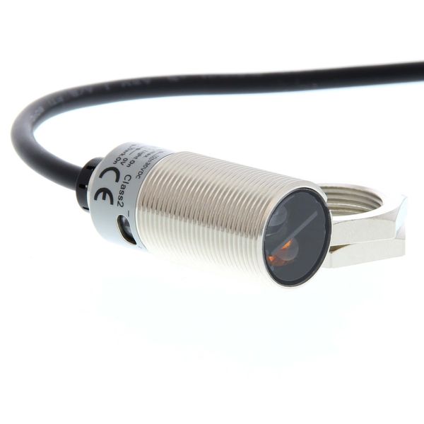 Photoelectric sensor, M18 threaded barrel, metal, red LED, background image 3