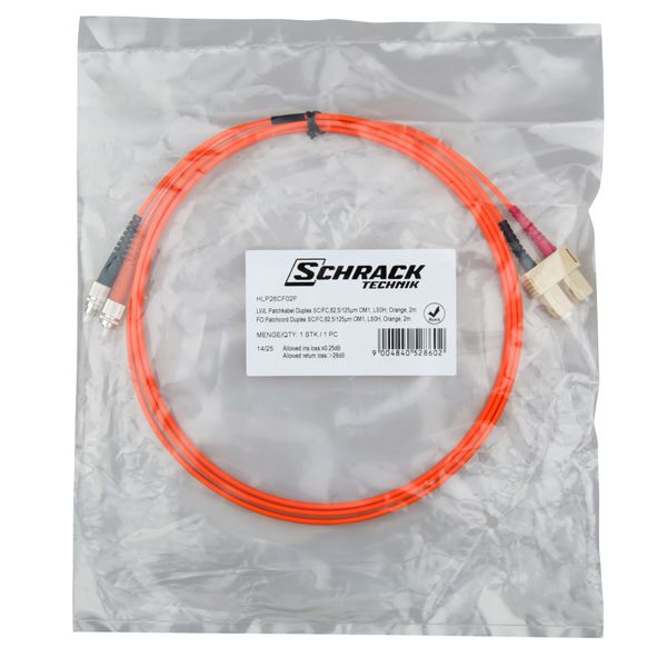 FO Patchcord Duplex SC/FC,62,5/125æm OM1, LS0H, orange, 5m image 4