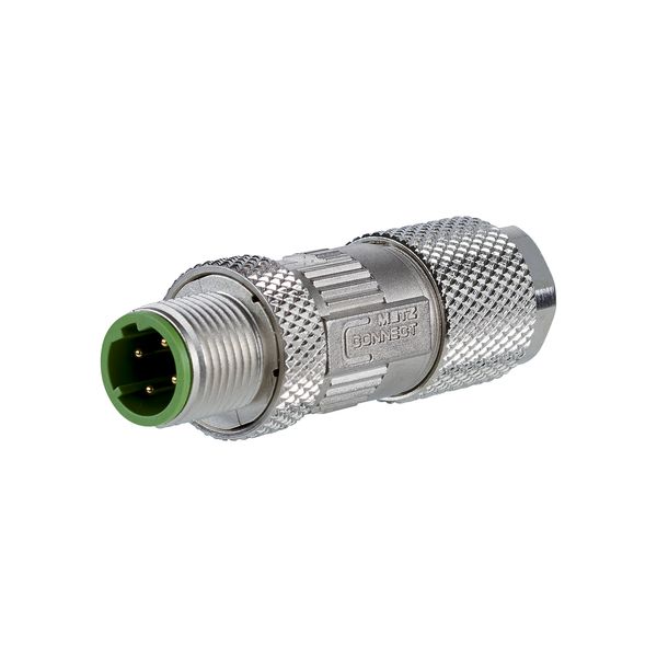 M12 plug, D-coded, IP67, Cat. 5, Ø 6-9.7 mm, field assembly, straight image 1