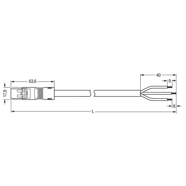 pre-assembled connecting cable;Eca;Plug/open-ended;black image 3