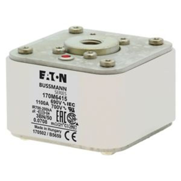 Fuse-link, high speed, 1100 A, AC 1250 V, 2 x size 3, 74 x 177 x 95 mm, aR, IEC, single indicator image 6