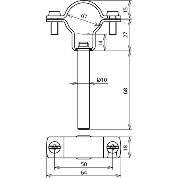 Conductor holder for HVI power conductor D 27-30mm w. bar  D 10mm L 75 image 2