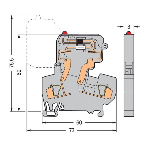 2-conductor fuse terminal block with pivoting fuse holder for 5 x 20 m image 5