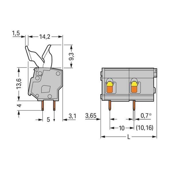 PCB terminal block finger-operated levers 2.5 mm² gray image 2