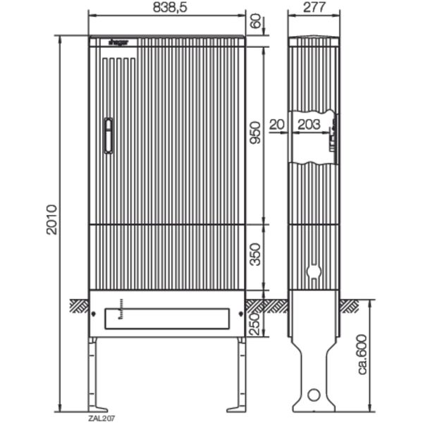 Distribution Pillar, 207 series, empty, 2010 x 838.5 x 277 mm image 1