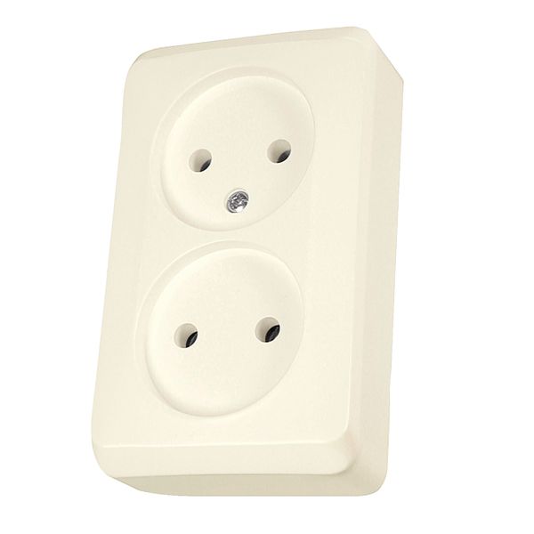 PRIMA - double socket outlet without earth - 16A, beige image 3