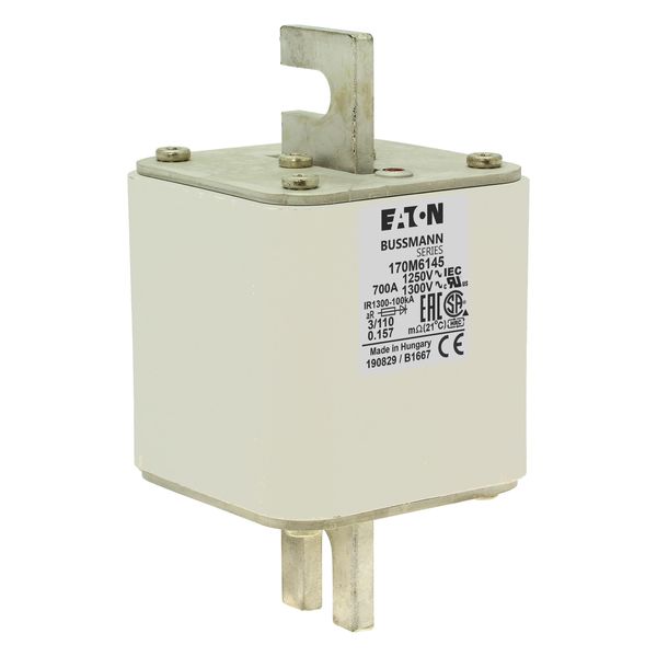 Fuse-link, high speed, 700 A, AC 1250 V, size 3, 76 x 90 x 139 mm, aR, DIN, IEC, single indicator image 10