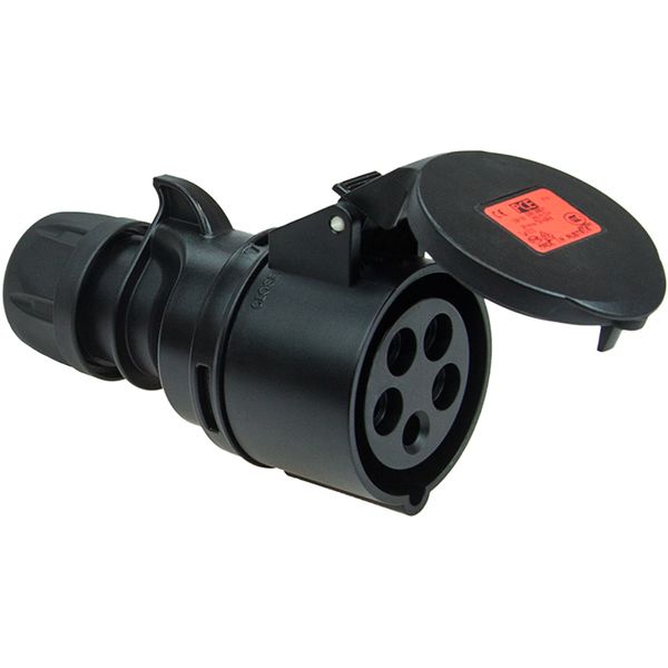 CEE connector, black, IP44, 16A, 3-pole, 230V, 6h, blue image 1