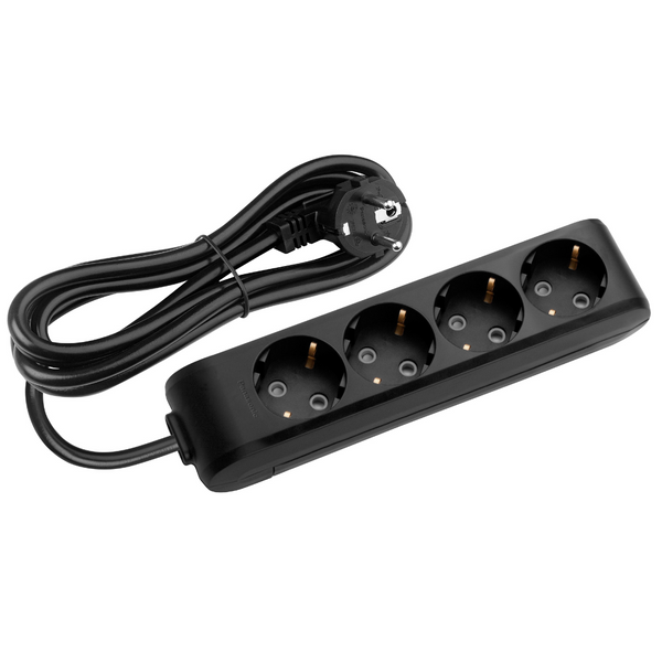 X-tendia Black Four Gang Earth Socket with Cable CP 5M image 1