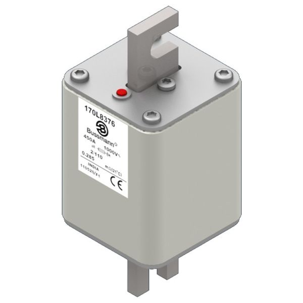 Fuse-link, high speed, 630 A, AC 1000 V, Size 2, 61 x 61 x 141 mm, aR, DIN, IEC, single indicator image 2