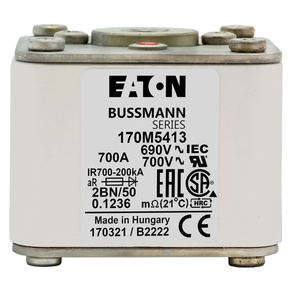 Fuse-link, high speed, 700 A, AC 690 V, size 2, 61 x 77 x 51 mm, aR, IEC, UL, single indicator image 21