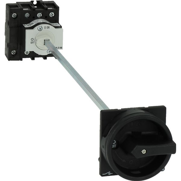 Main switch, P1, 40 A, rear mounting, 3 pole, 1 N/O, 1 N/C, STOP function, With black rotary handle and locking ring, Lockable in the 0 (Off) position image 2