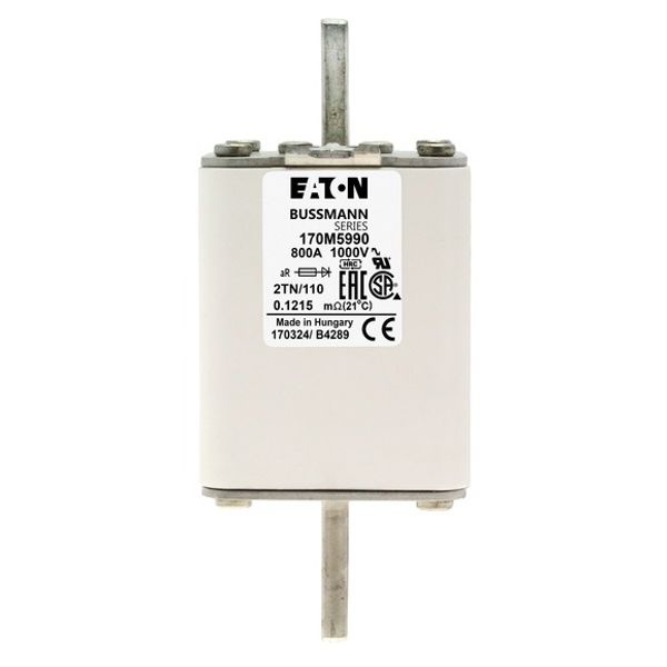 Fuse-link, high speed, 800 A, AC 1000 V, DIN 2, 59 x 75 x 138 mm, aR, DIN, IEC, single indicator image 2