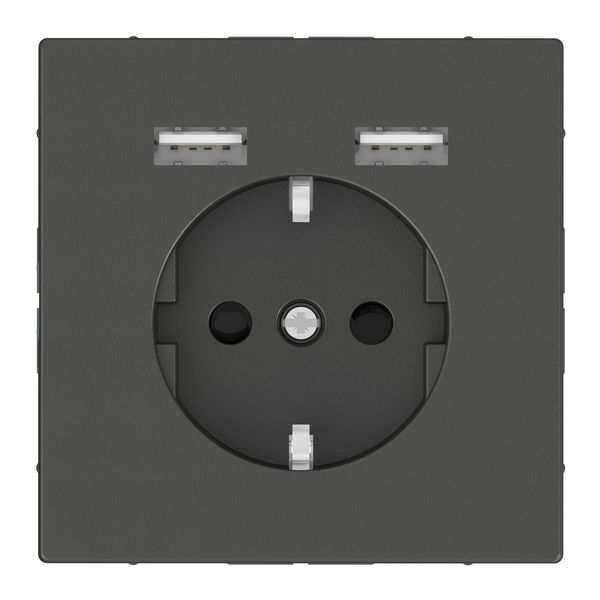 Merten - USB charger + schuko socket-outlet - 2.4A 16A - anthracite image 1