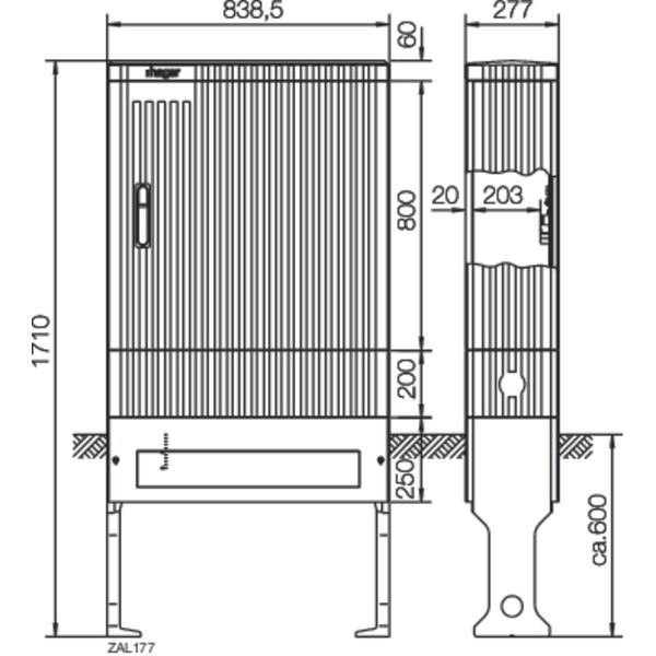 Distribution Pillar, 177 series, empty, 1710 x 838.5 x 277 mm image 1