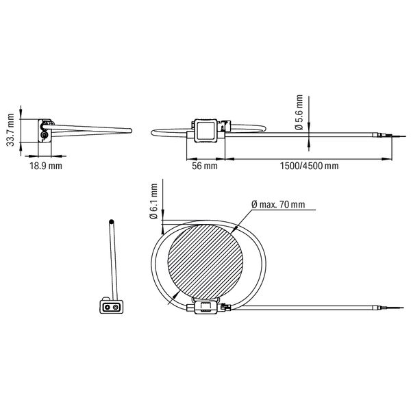 855-9150/2000-701 Rogowski coil; Primary rated current 1000 A; Output signal 22.5 mV per kA image 5