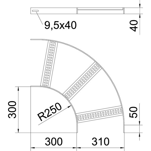 SLB 90 62 300ALU 90° bend with trapezoidal rung B310mm image 2