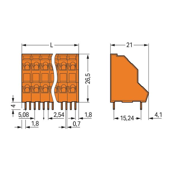 Double-deck PCB terminal block 2.5 mm² Pin spacing 5.08 mm orange image 2