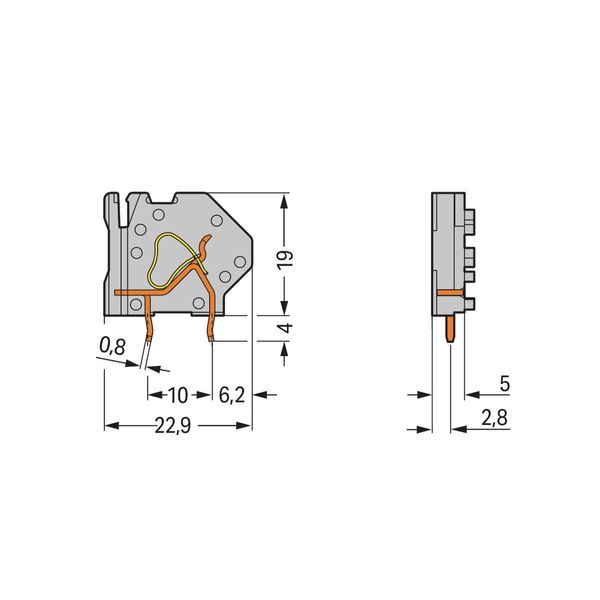 Stackable PCB terminal block 4 mm² Pin spacing 5 mm green-yellow image 2