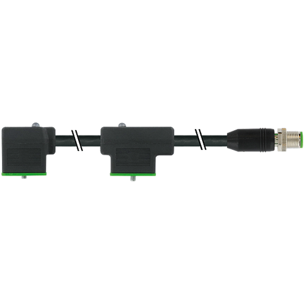 M12 male 0° A-cod. / MSUD double valve BI-11mm PUR 4x0.75 bk UL/CSA 3m image 1