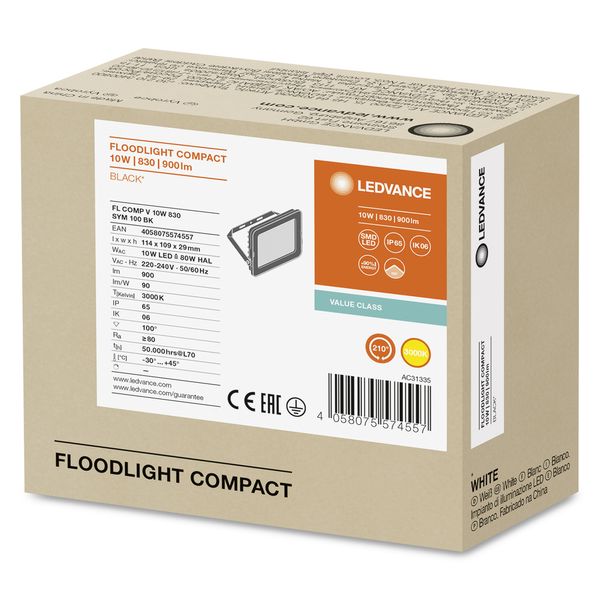 FLOODLIGHT COMPACT 10W 830 SYM 100 BK image 16