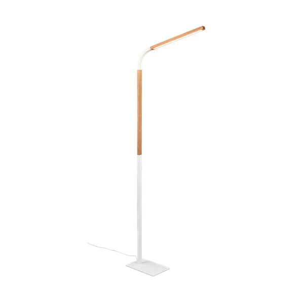 Norris LED floor lamp matt white/wood image 1